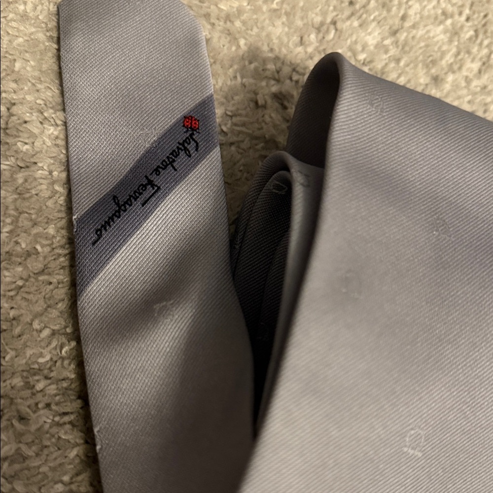 Salvatore Ferragamo Silver Tie with Subtle Pattern - Picture 3 of 6